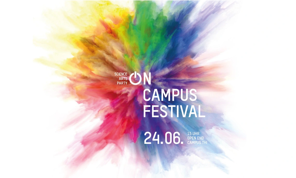 Illustration of a colour blob with the writing On Campus Festival on 24.06.2022