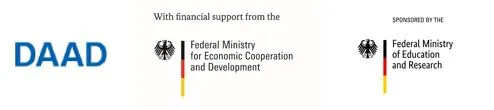 Darstellung der Logos der Unterstützer: DAAD, Federal Ministry for Economic Cooperation and Development, Federal Ministry of Education and Research
