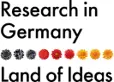 Abbildung des Research in Germany Logos mit dem Zusatztext "Land of Ideas"