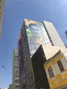 Building in Brazil with murals