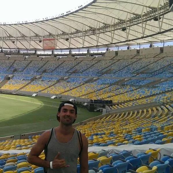 The picture shows Christiano Pinto in a stadium